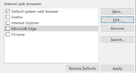 external web browsers