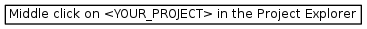 digraph {
         graph [rankdir="LR", ranksep=.01, bgcolor=transparent];
         node [fontname="Verdana", fontsize="9", shape="rectangle", width=.1, height=.2, margin=".04,.01", style=filled, fillcolor=white];
         edge [arrowsize=.7];
         "Middle click on \<YOUR_PROJECT\> in the Project Explorer"
     }